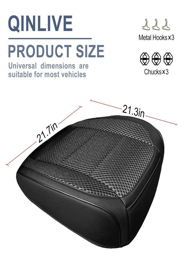 Qinlive 1 Pack Ventilated Cool Front Bottom Car Seat Cover, 3D Air Mesh Breathable Car Seat Protectors Mat Pad, Universal Fit Summer Cooling Auto Seat Cushion with Storage Pocket for Cars Trucks SUVs(Black) - Image 2