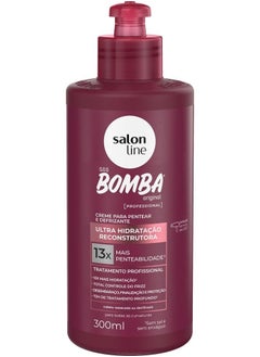Salon Line - Linha SOS Bomba (Ultra Hidratacao Reconstrutora) - Creme para Pentear e Defrizante 300 Ml - (SOS Bomb (Ultra Reconstruction Moisturizing) - Defrizz Combing Cream 10.14 Fl Oz)