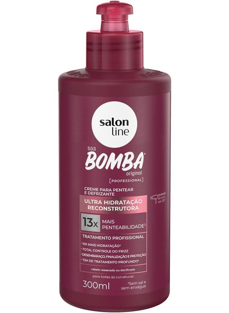 Salon Line - Salon Line - Linha SOS Bomba (Ultra Hidratacao Reconstrutora) - Creme para Pentear e Defrizante 300 Ml - (SOS Bomb (Ultra Reconstruction Moisturizing) - Defrizz Combing Cream 10.14 Fl Oz) - Image 1
