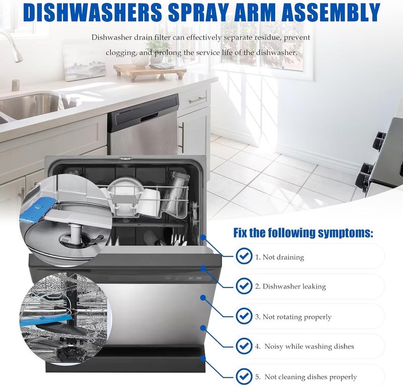 New! Dishwashers Parts for Frigidaire Models DGBD2432KF1A DGBD2432KW0 DGBD2432KW1,Dishwashers Spray Arm Support w/Filter for 154252702 4456335 AP6036337 By Suifaqi - Image 4