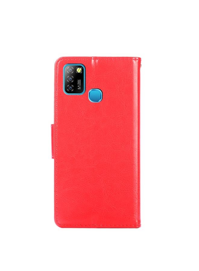 اس-توب جراب لهاتف Infinix Hot 10 Lite / Smart 5 جراب جلدي أفقي قابل للطي بملمس كريستالي مع حامل وفتحات للبطاقات ومحفظة - Image 3