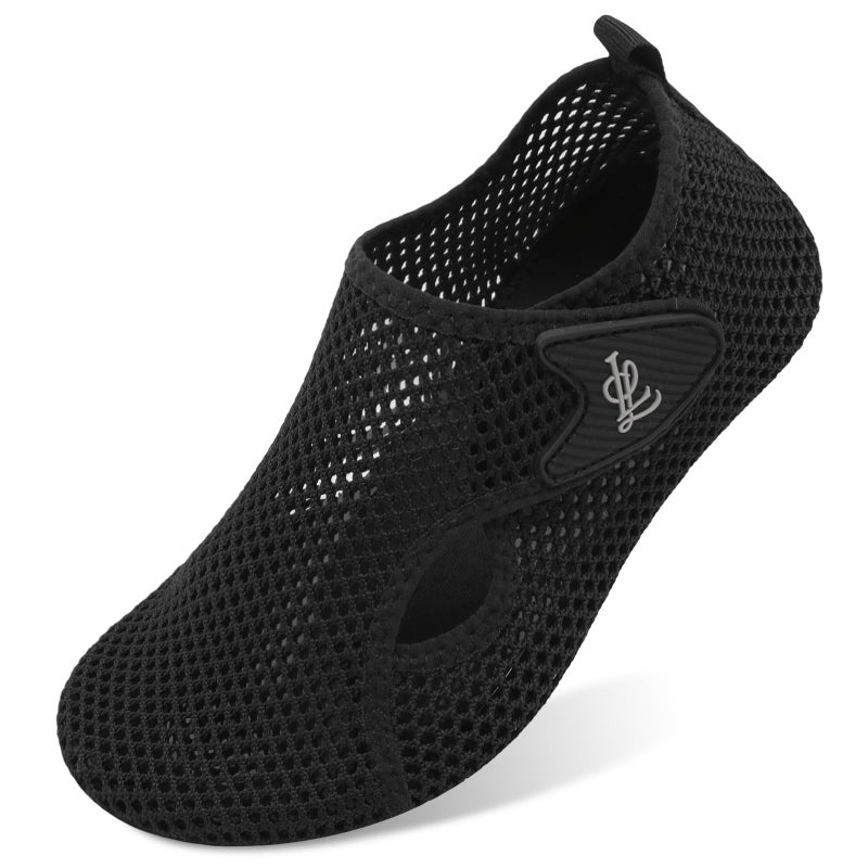 LeIsfIt Water Shoes for Women Men Quick-Dry Aqua Socks Swim Beach Barefoot Yoga Exercise Wear Sport Accessories, Black, 8-9 Women/7-7.5 Men - Image 1