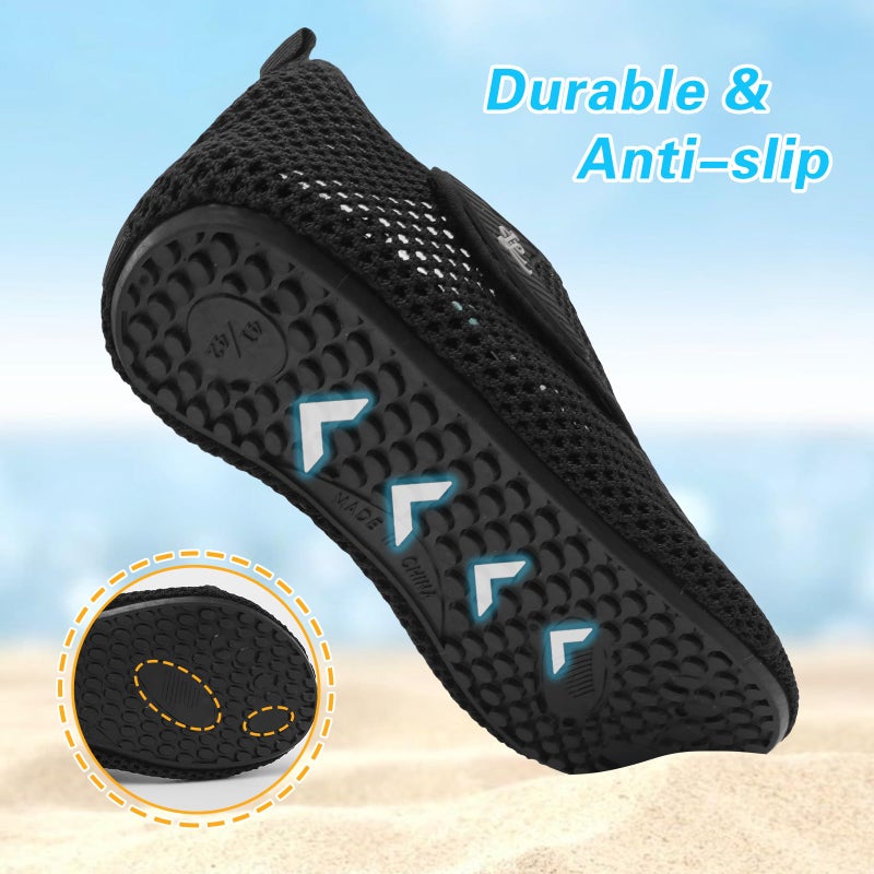 LeIsfIt Water Shoes for Women Men Quick-Dry Aqua Socks Swim Beach Barefoot Yoga Exercise Wear Sport Accessories, Black, 8-9 Women/7-7.5 Men - Image 5