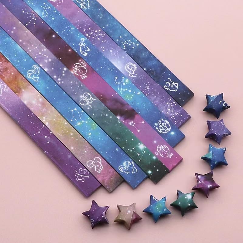 Loaengeo Star Origami Paper Strip Sided Origami Stars Paper Lucky Star Decoration Paper Strips DIY Hand Art Crafts Constellation540 sheets - Image 1