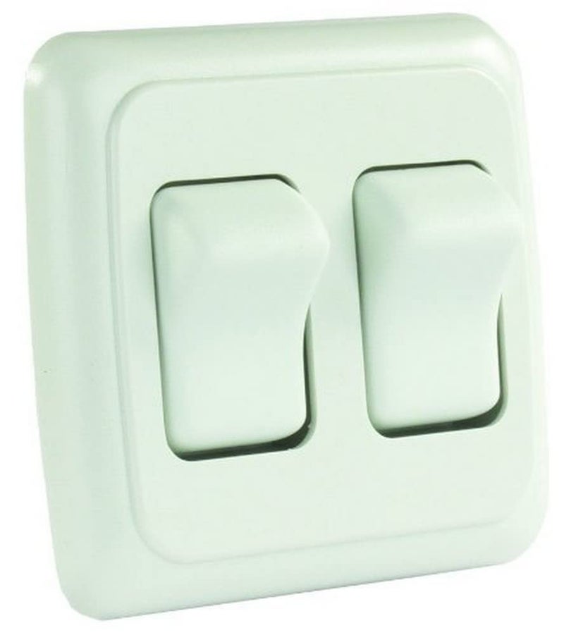 JR Products 305.1203 12015 White Double SPST On-Off Switch with Bezel - Image 3