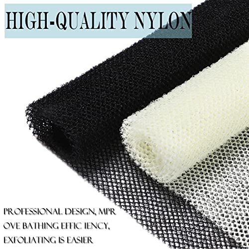 JASSINS African Sponge Net, Body Exfoliating Long Net Shower Body Scrubber Back Scrubber Skin Smoother (Black + Beige) - Image 2