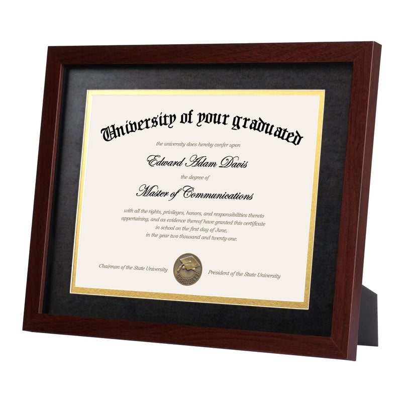 upsimples 11x14 Diploma Frame Certificate Degree Document Frame with High Definition Glass, 8.5 x 11 with mat for Wall and Tabletop, Mahogany Double Mat, 2 Pack - Image 3