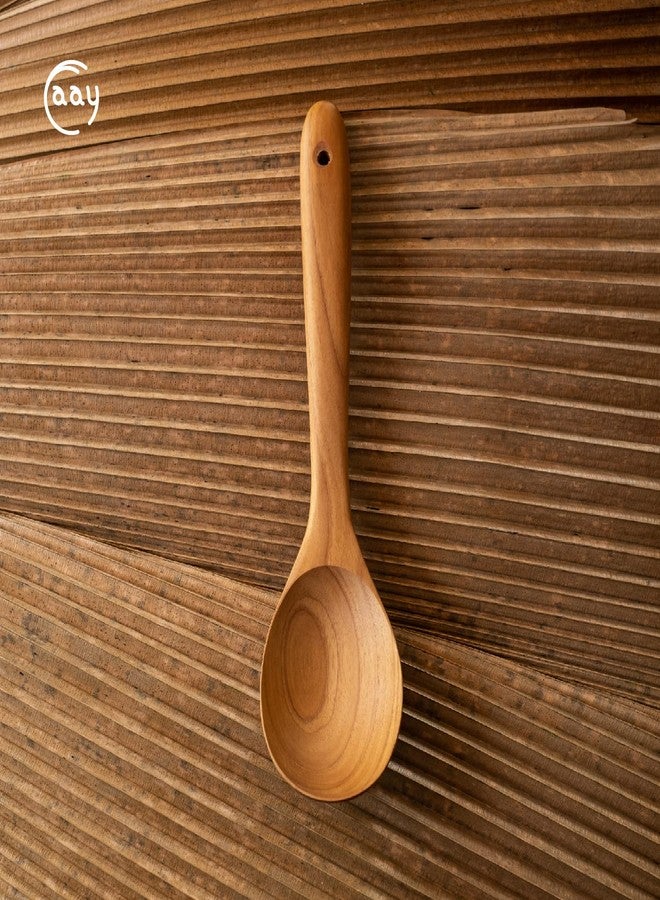 FAAY 12" Big Scoop Spoon, Wide Head, Easy for Cooking and Serving. Handcraft from High Moist Resistance Golden Teak Wood | Durable, Healthy, Ergonomic Handle for Non Stick Cookware - Image 5