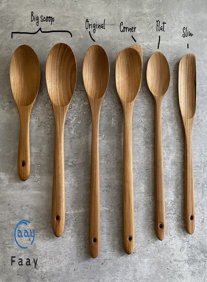 FAAY 12" Big Scoop Spoon, Wide Head, Easy for Cooking and Serving. Handcraft from High Moist Resistance Golden Teak Wood | Durable, Healthy, Ergonomic Handle for Non Stick Cookware - Image 4