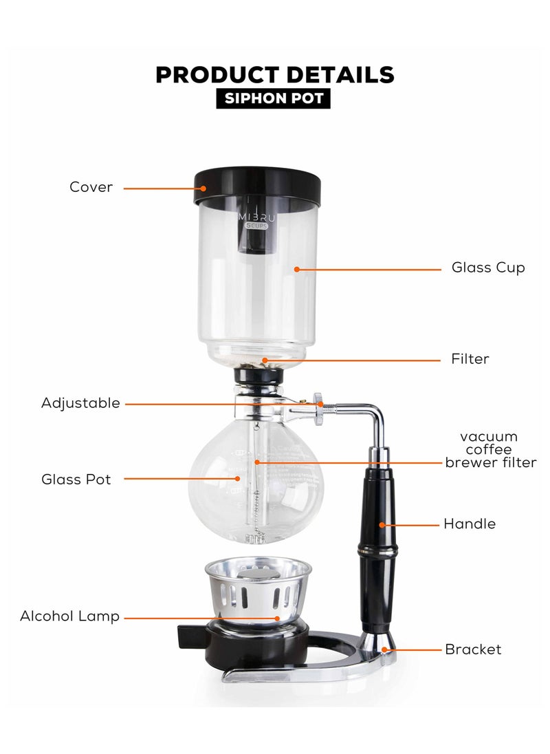 Coffee Maker Siphon Tea Japanese Style Syphon Pot Vacuum Coffee Maker Machine Glass Type 3 Cup