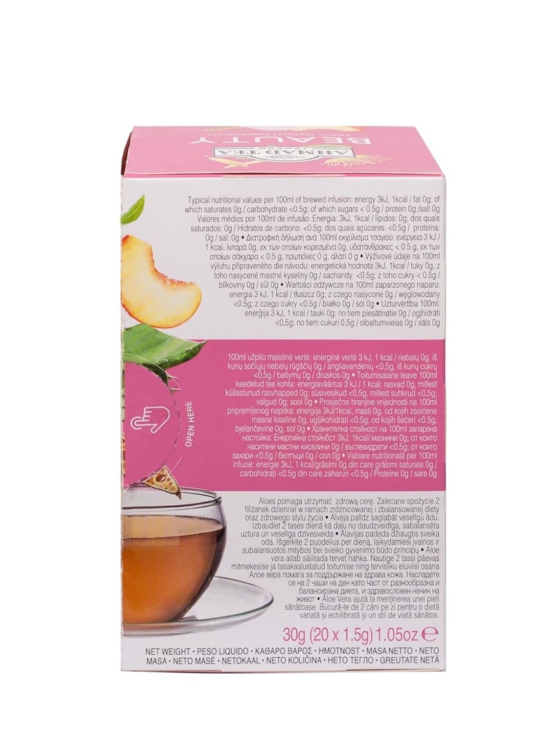 Ahmad Tea Beauty Peach Carob & Rose Petal Herbal Tea With Aloe Vera Natural Benefits 20 Teabags - Image 4