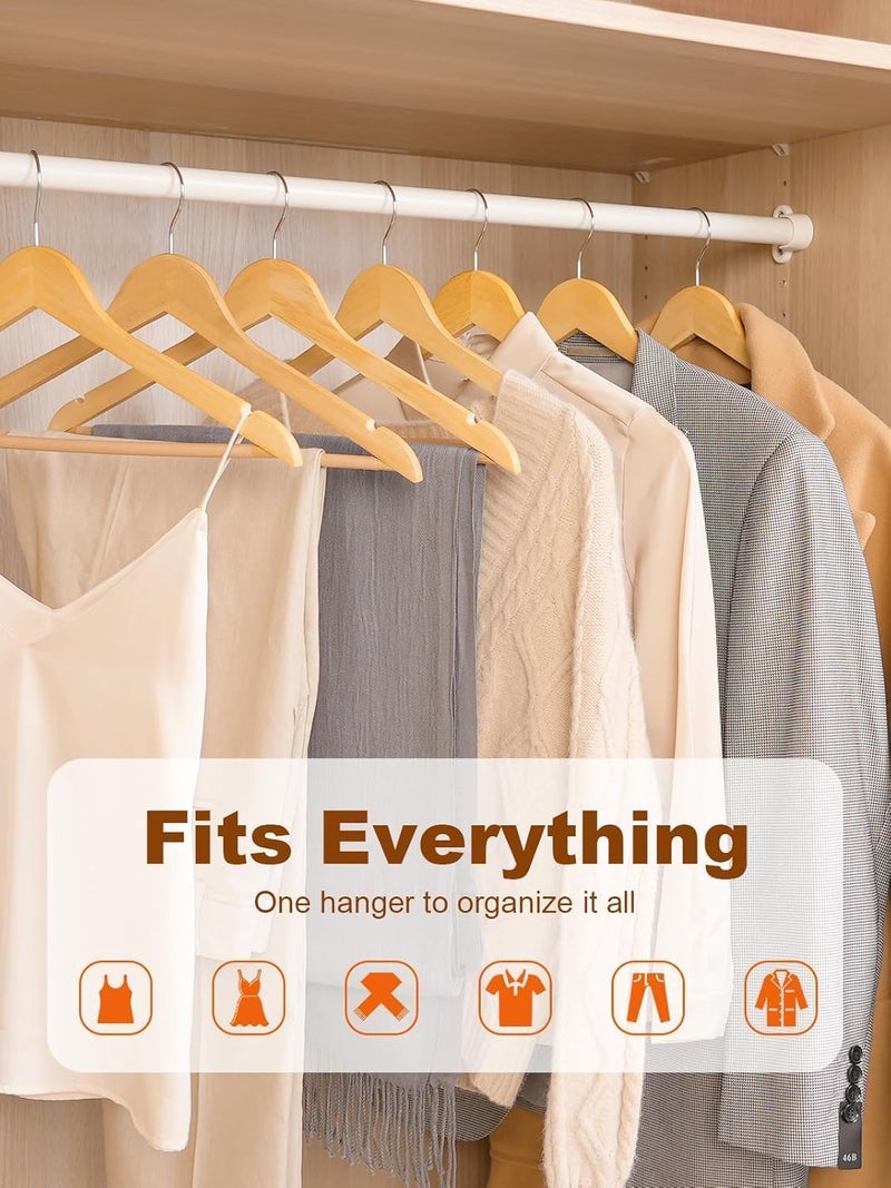 HOUSE DAY 10 Pack Natural Wooden Hanger Wooden Suit Hanger Non-Slip Cloth Hangers Wooden Clothes Hanger Smooth Finish Wooden Coat Hanger Premium Wooden Hangers for Clothes Dress Suit. - Image 5