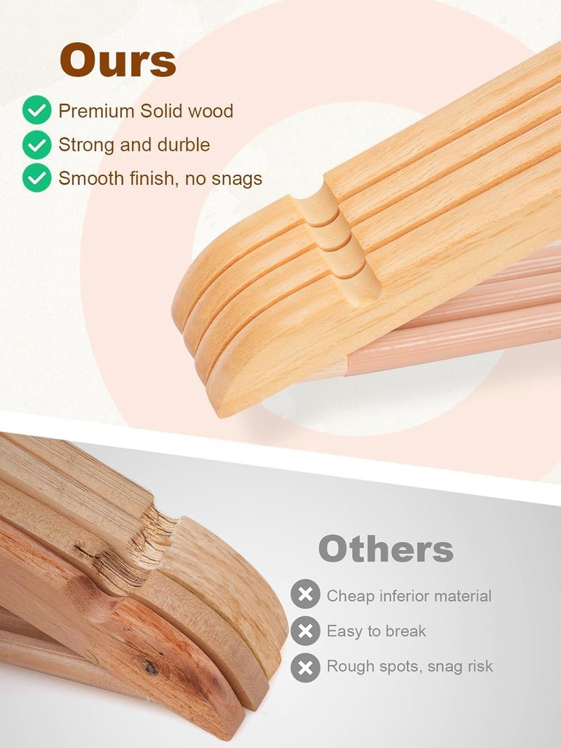 HOUSE DAY 10 Pack Natural Wooden Hanger Wooden Suit Hanger Non-Slip Cloth Hangers Wooden Clothes Hanger Smooth Finish Wooden Coat Hanger Premium Wooden Hangers for Clothes Dress Suit. - Image 4
