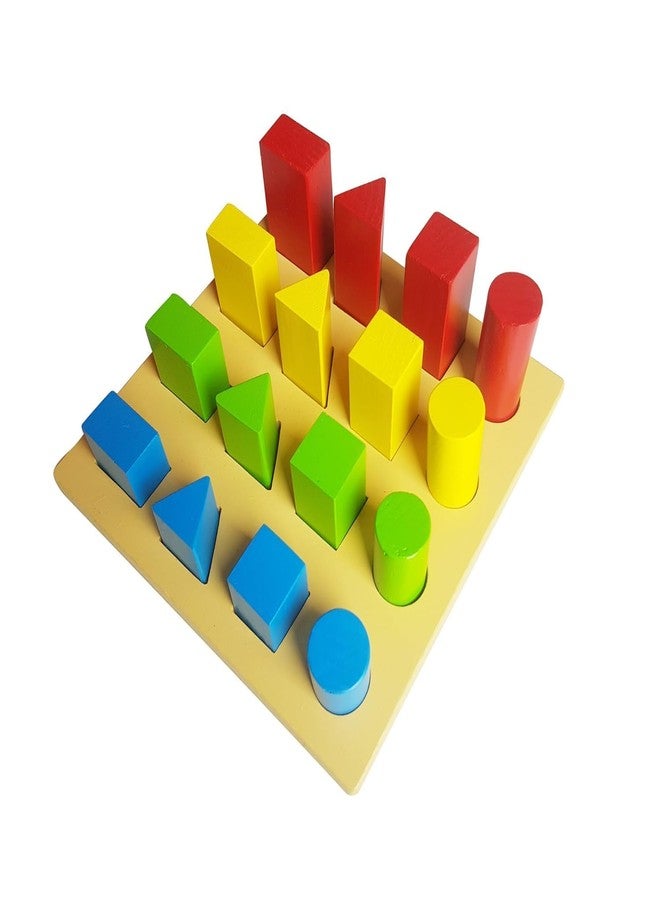 ToyEd Relief Medical Systems Autism Therapy Multi-Shape Pegboard - Colour Cognition, Stacking & Sorting Wooden Block Set for Doctors & Medical Use | 9 x 9 Inch Board, 16 Multicolor Pieces | Best for Gifts - Image 1