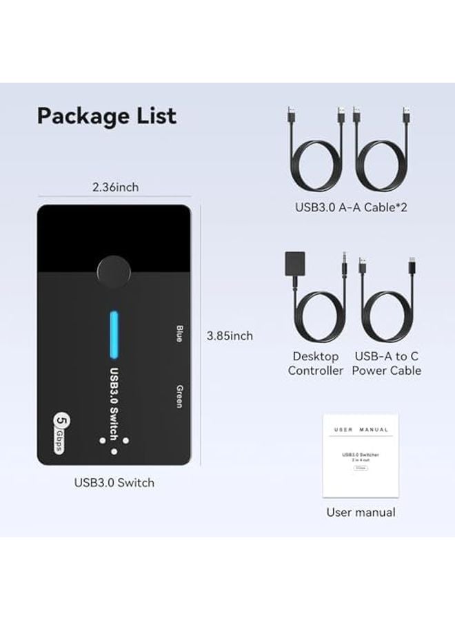 USB 3 0 KVM Switcher 2 In 4 Out Computer Laptop Host Sharing Mouse Keyboard Printer - Image 4