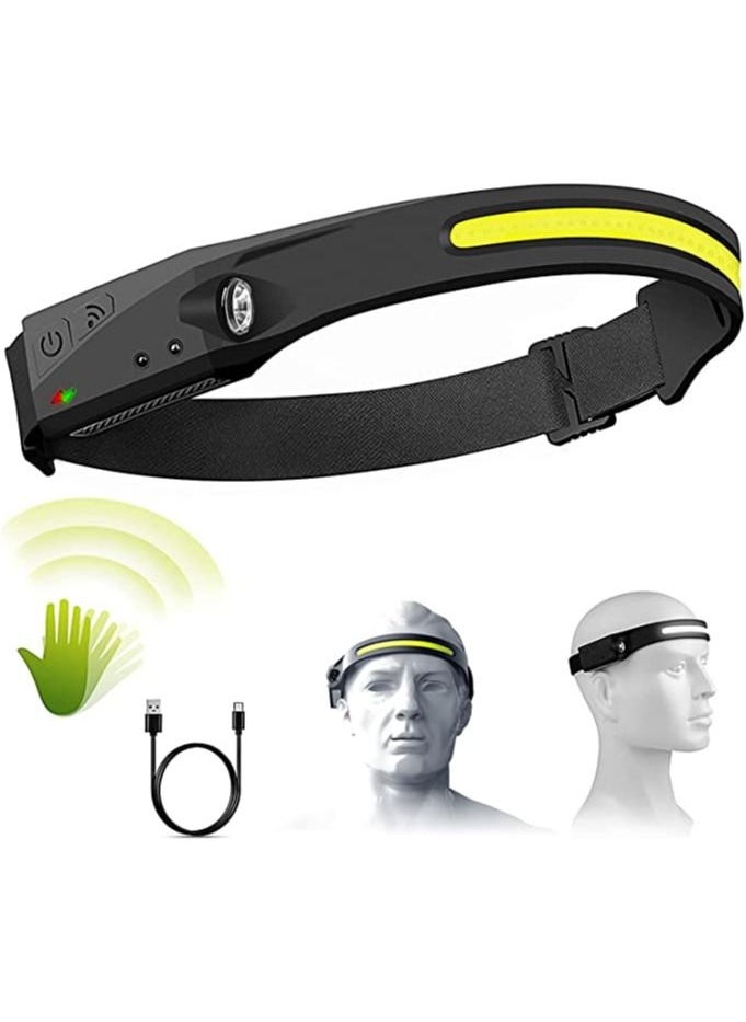 Generic Headlamp Rechargeable,Head Torch with Motion Sensor, 350 Lumens Waterproof Headlamp for Kids Adults Running Camping  - Image 1