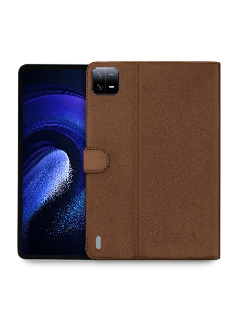 OMAKER Premium Quality Leather Smart Flip Case Full Protective Cover With Magnetic Stand For Xiaomi Pad 6 / Pad 6 Pro 11 Inch 2023  – Brown - Image 1
