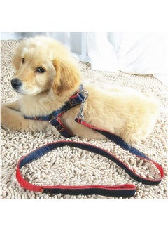 Kuber Industries Dog Chest Belt Harness With Adjustable Leash|Premium Demin Fabric|Metal Hooks |Pdmgl-013-03| Comfortable Grip|Double Stitched Belt With Soft Padding |Blue  - Image 1
