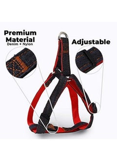 Kuber Industries Dog Chest Belt Harness With Adjustable Leash|Premium Demin Fabric|Metal Hooks |Pdmgl-013-03| Comfortable Grip|Double Stitched Belt With Soft Padding |Blue  - Image 2