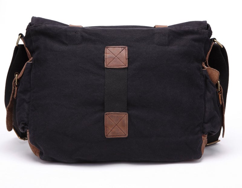 Berchirly Messenger Crossbody Bag Men Women Canvas Leather Shoulder Bags Satchel Fits 13.3" Laptop - Image 4