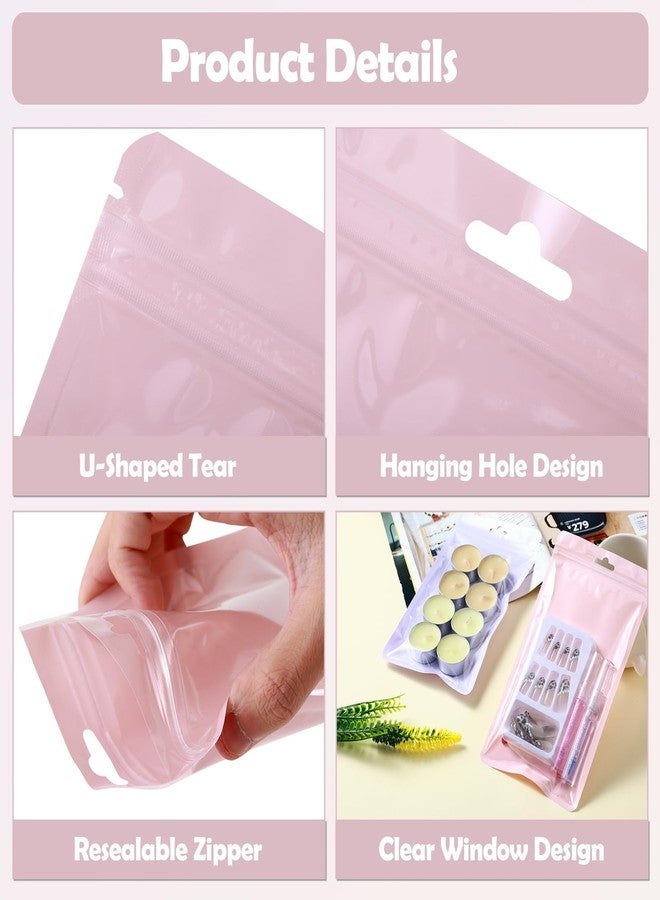 GcFoir 150 Pcs Mylar Bags for Food Storage 5x8 Mylar Bag with Window, Foil Stand Up Resealable Bags for Food, Smell Proof Bag Freeze Dried Candy Packaging Sealable Pouch Jewelry Bracelet Pouch - Image 3
