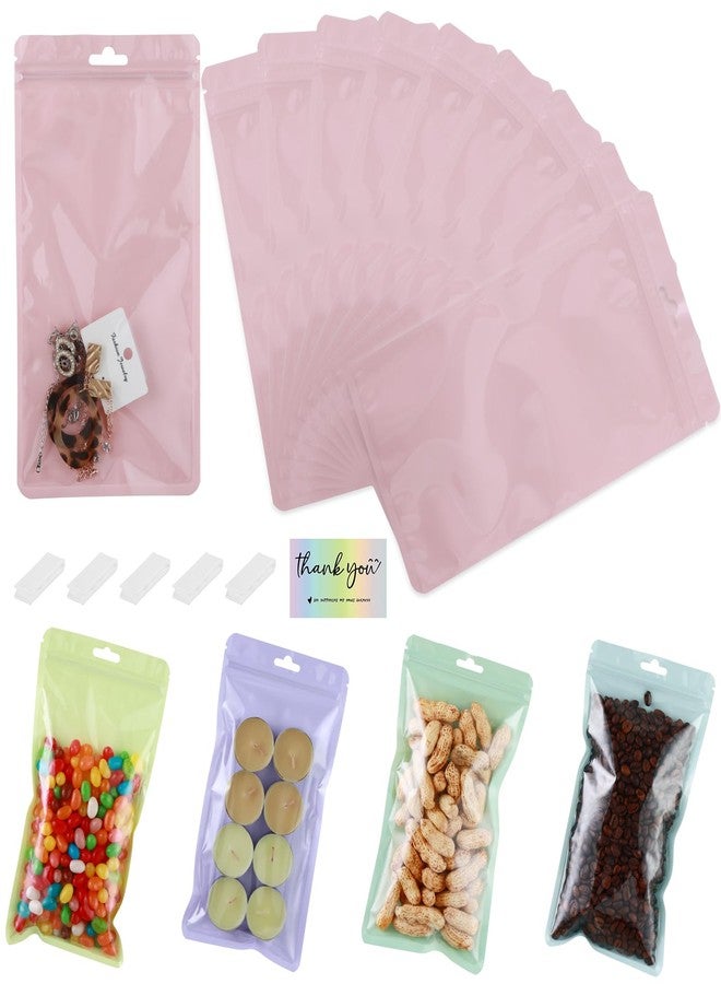 GcFoir 150 Pcs Mylar Bags for Food Storage 5x8 Mylar Bag with Window, Foil Stand Up Resealable Bags for Food, Smell Proof Bag Freeze Dried Candy Packaging Sealable Pouch Jewelry Bracelet Pouch - Image 1