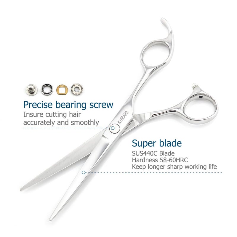 KINSARO Professional Hair Cutting Scissors Barber Hair Shears Haircut 6 Inch 440c Haircut Shears Hairdresser Scissors KINSARO for Hairdresser Barber or Home Use - Image 3