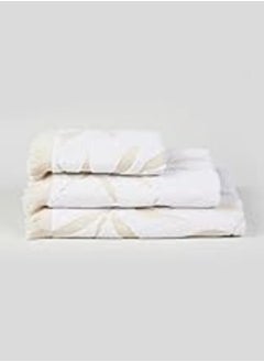 Matalan Matalan Cotton Leaf Print Bath Sheet Towels, 150 cm x 100 cm Size, Beige 