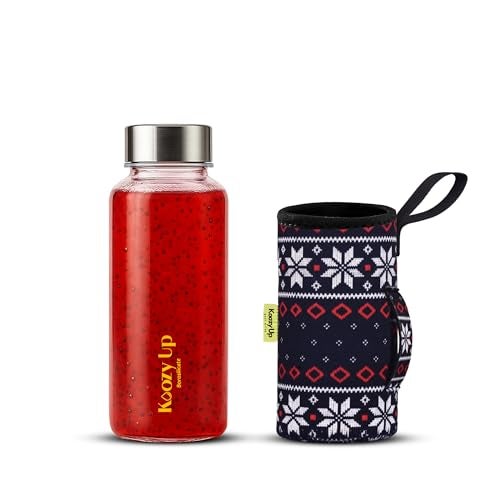 Koozy Up- 500ML Borosilicate Glass Water Bottle with Insulated Cover Sleeve | Leak‑Proof, Break‑Resistant, Hot/Cold Retention| Office Bottle - Image 1