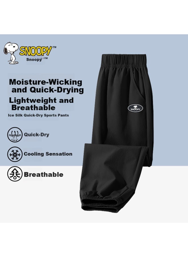 Snoopy Boys' Summer Lightweight Quick-dry Pants New Kids Outdoor Ice Silk Sports Trousers