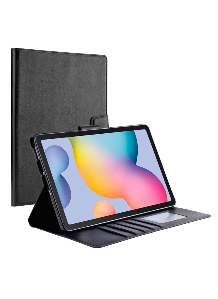 HANMAN Mill Series for Samsung Galaxy Tab S6 Lite (2024)/S6 Lite (2022)/S6 Lite (2020) SM-P610 PU Leather Stand Wallet Case - Black - Image 1