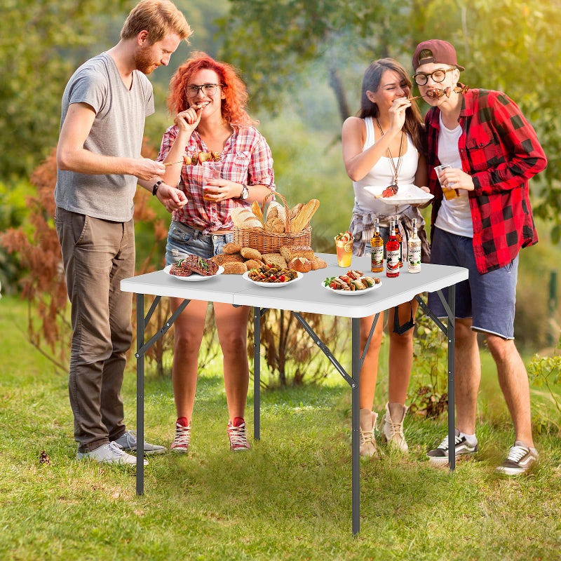 Pazidom 34" Folding Card Table, Heavy Duty Plastic Square Table - Portable Fold-in-Half w/Handle & Lock for Camping, BBQ, Party, Events - Image 3