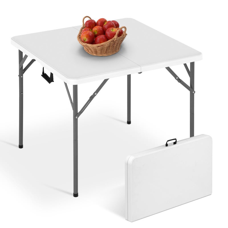 Pazidom 34" Folding Card Table, Heavy Duty Plastic Square Table - Portable Fold-in-Half w/Handle & Lock for Camping, BBQ, Party, Events - Image 1