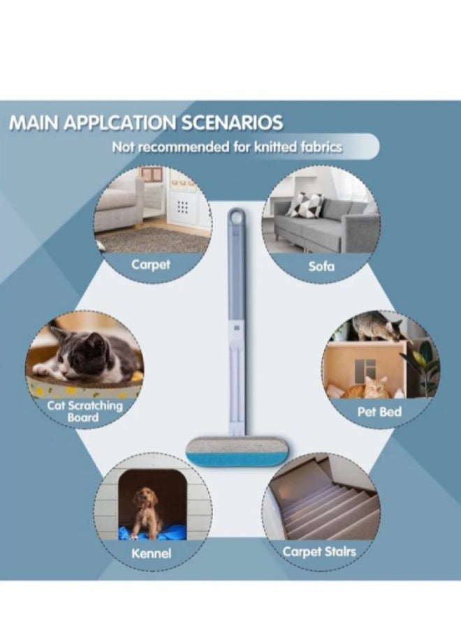 4-in-1 Pet Hair Remover Brush for Cats & Dogs, Long Handle Lint Roller, Silicone Scraper, Gap Brush & Soft Fur Catcher, Multi-Surface Cleaner for Bed, Sofa, Carpet, Clothes - Image 3