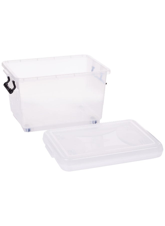 Cosmoplast 22L Plastic Storage Set of 4 Box with Wheels & Lockable Lid (Transparent)  - Image 4