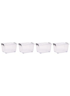 Cosmoplast 22L Plastic Storage Set of 4 Box with Wheels & Lockable Lid (Transparent)  - Image 1