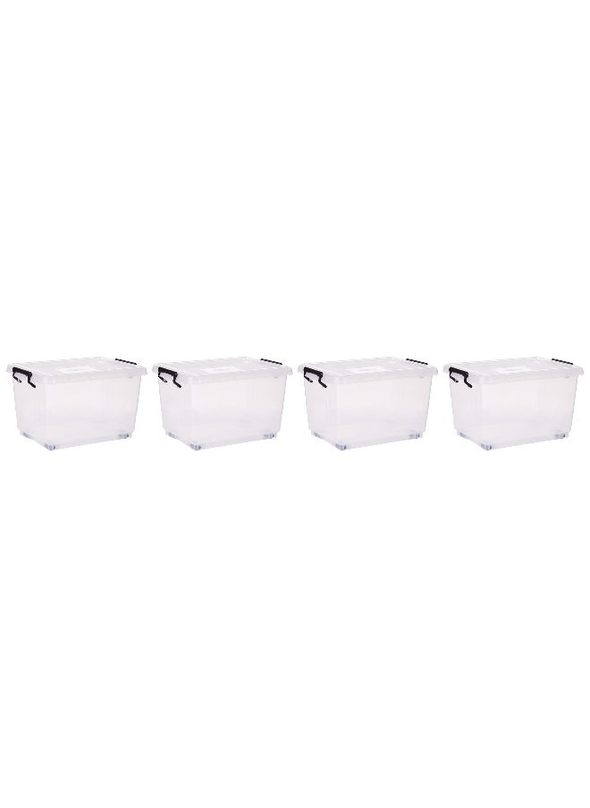 Cosmoplast 22L Plastic Storage Set of 4 Box with Wheels & Lockable Lid (Transparent)  - Image 1