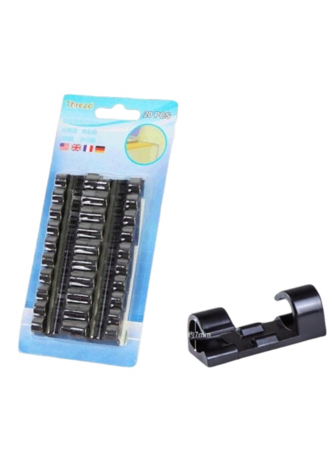 eBasket (2 Pack) Heavy Duty Cable Clips, Wire Holder, Self-Adhesive Cable Clips, Wire Holder, Plastic Wire Organizer, Electrical Wire Clips with Self-Adhesive Tape for Home and Office Use (Black) (40 Pieces) - Image 1