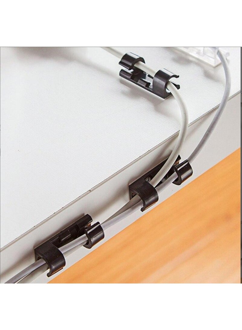 eBasket (2 Pack) Heavy Duty Cable Clips, Wire Holder, Self-Adhesive Cable Clips, Wire Holder, Plastic Wire Organizer, Electrical Wire Clips with Self-Adhesive Tape for Home and Office Use (Black) (40 Pieces) - Image 2