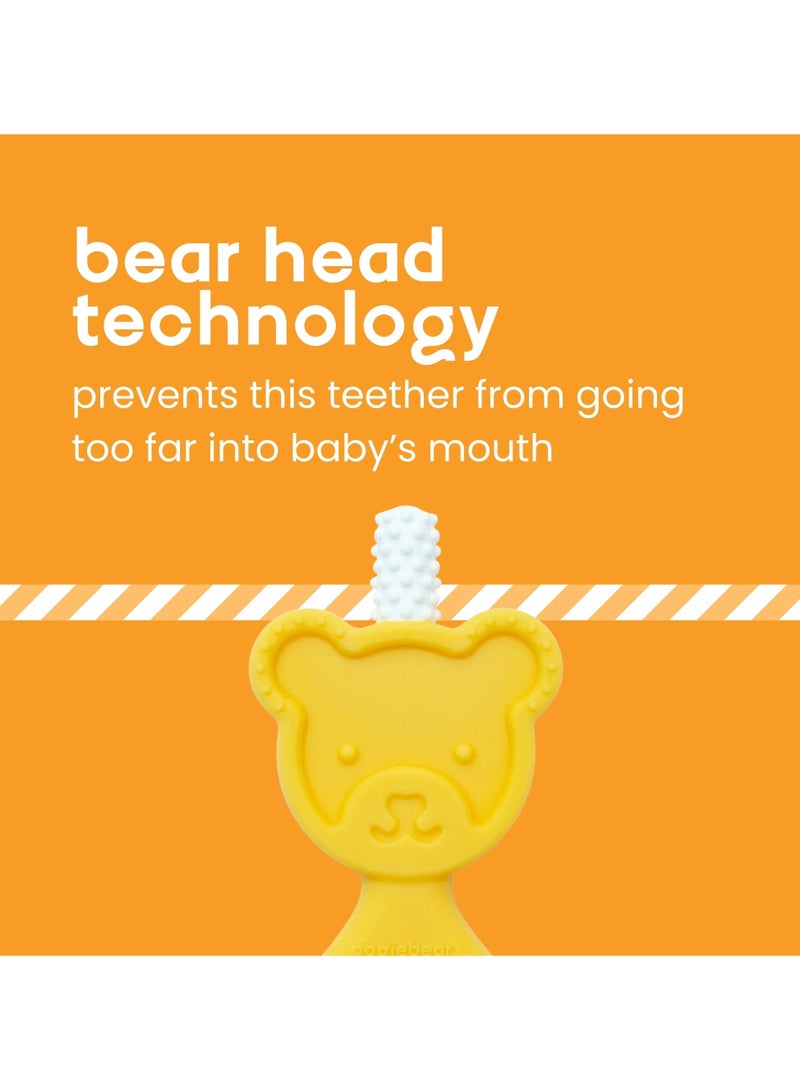 oogiebear 360˚ Teether - Safe Teething Toys for Babies 3 Months and Older | Soft Bristle Teddy Bear Silicone Teether | Super Soft BPA-Free Silicone Teether Toy - Yellow - Image 3