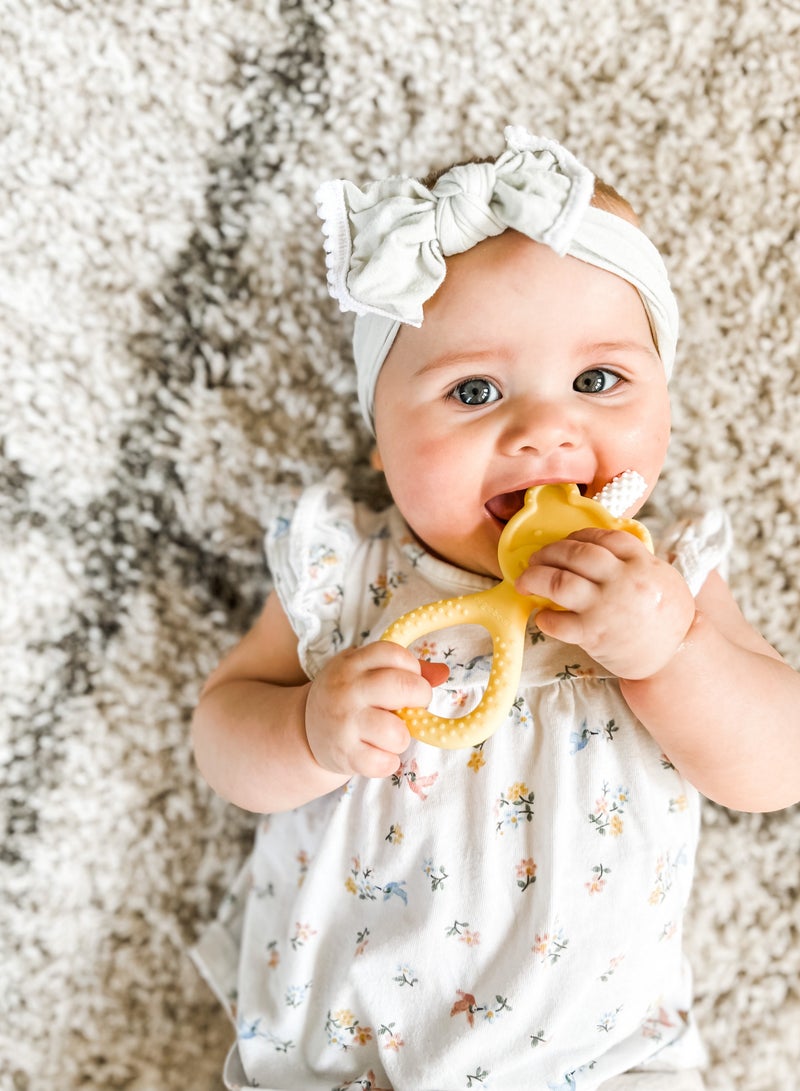 oogiebear 360˚ Teether - Safe Teething Toys for Babies 3 Months and Older | Soft Bristle Teddy Bear Silicone Teether | Super Soft BPA-Free Silicone Teether Toy - Yellow - Image 5