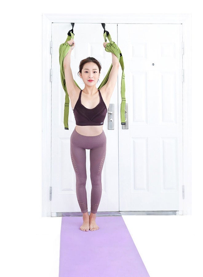 Hanayo Yoga Stretch Strap & Door Hanging Trapeze Sling Kit – Adjustable Flexibility Trainer, Green - Image 2