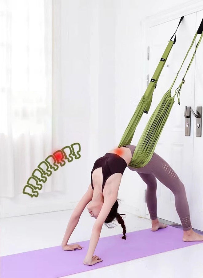 Hanayo Yoga Stretch Strap & Door Hanging Trapeze Sling Kit – Adjustable Flexibility Trainer, Green - Image 3