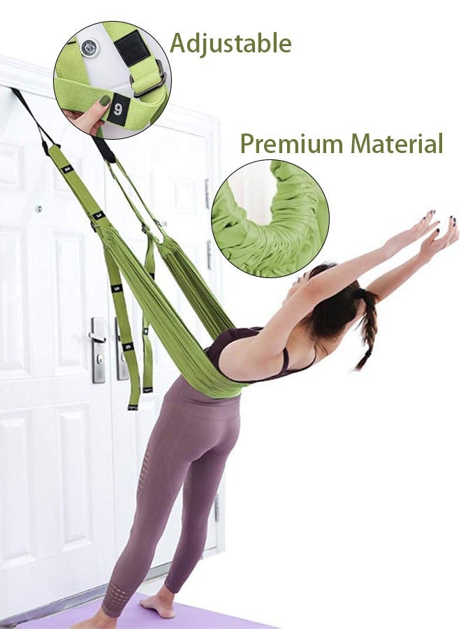 Hanayo Yoga Stretch Strap & Door Hanging Trapeze Sling Kit – Adjustable Flexibility Trainer, Green - Image 4
