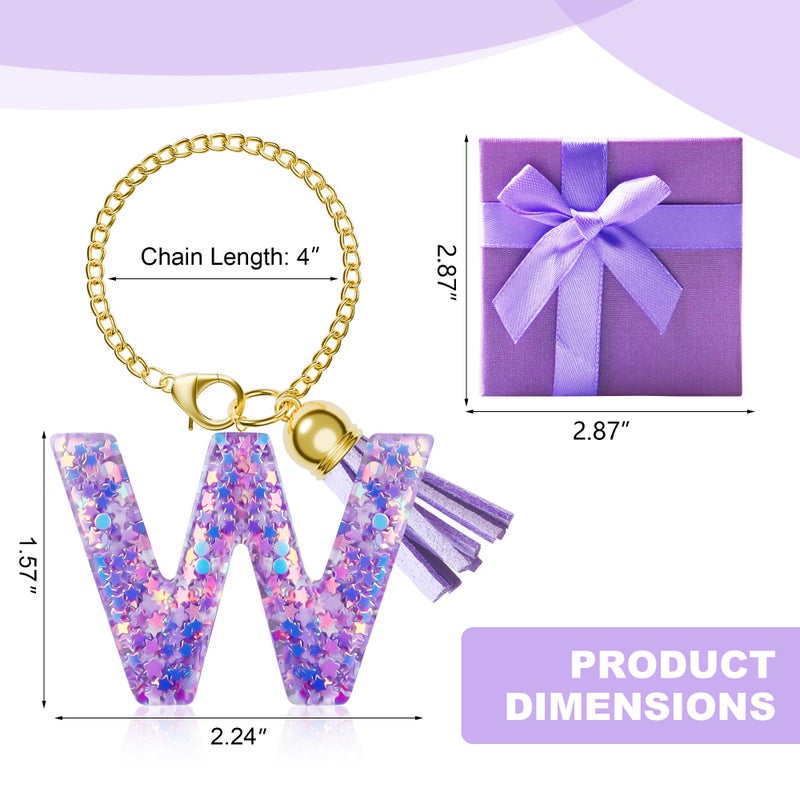 Moyohim Letter Charm For Stanley Cup, Cute Initial Keychain Charm For Handle, Purple Handle Accessories For Stanley Tumbler For Girls Women (Letter W) - Image 3