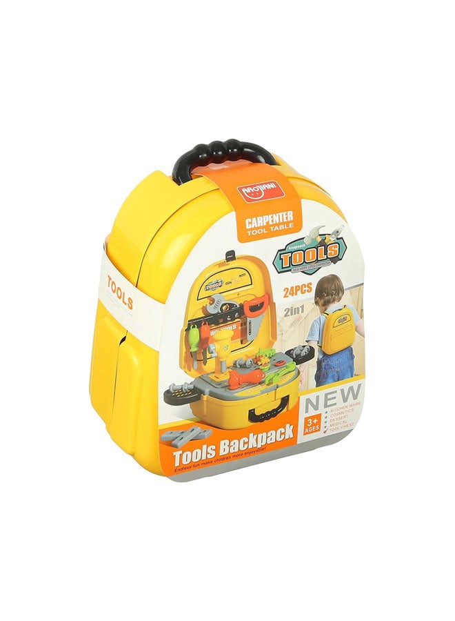 aaojiani 2-In-1 Tools Backpack for Kids  24 Pieces - Yellow 