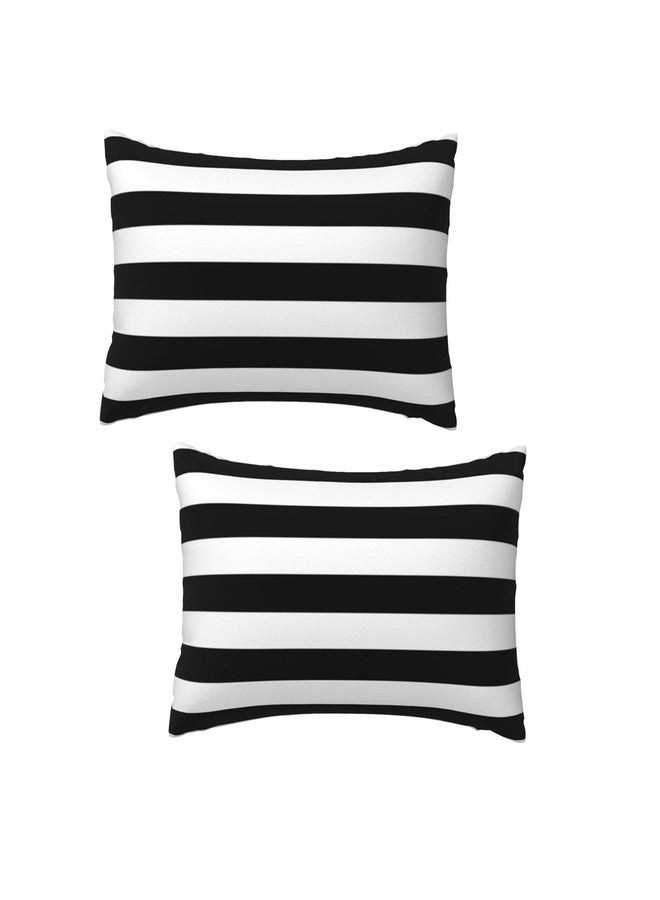 Poream Black and White Stripe Throw Pillow Covers 12x20 in Pillow Case Soft Farmhouse Cushion Covers Set of 2 for Sofa Bed Bedroom Car Chair Living Room Home Decor - Image 1