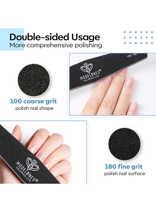 modelones 8Pcs Nail File And Buffer Set Professional Double Sided 100180 Grit Gel Nail File Set Manicure File For Acrylic And Natural Nails Nail Care Kit Tool Nail Supplies For Home And Salon Use - Image 3