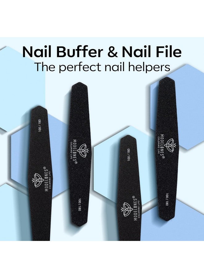 modelones 8Pcs Nail File And Buffer Set Professional Double Sided 100180 Grit Gel Nail File Set Manicure File For Acrylic And Natural Nails Nail Care Kit Tool Nail Supplies For Home And Salon Use - Image 2