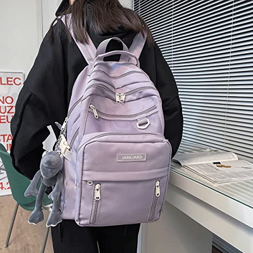 JARKJARD Cute Aesthetic Backpack Kawaii Backpack for School with Cute Pendant Casual Daypack Middle Student Travel College Bookbag for Girls Large Capacity(Purple) - Image 3